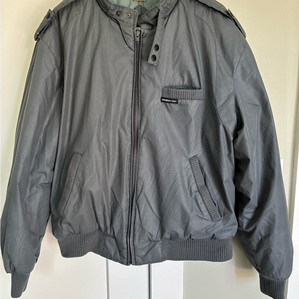 Members Only Charcoal Racer Bomber Jacket